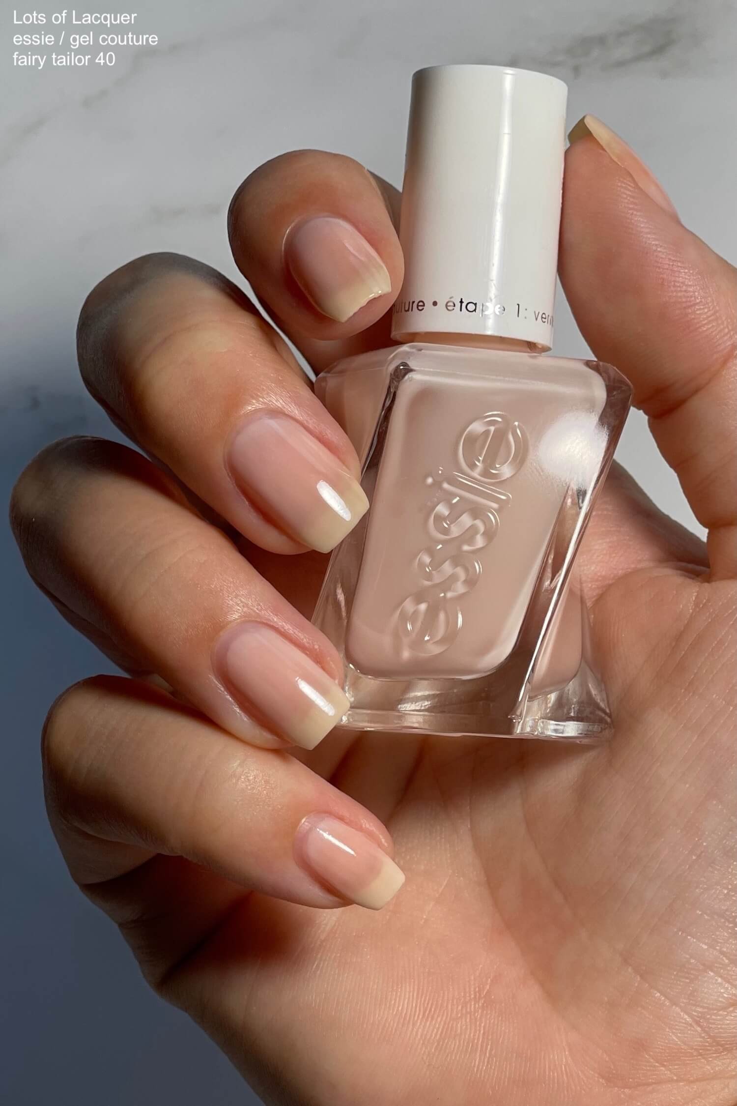 essie gel couture fairy tailor Review Swatches Lots of Lacquer